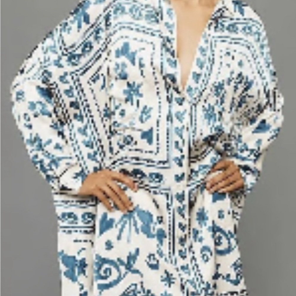 Corey Lynn Calter Blue and White Cape